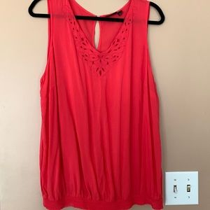 A.N.A 1X coral colored sleeveless top.